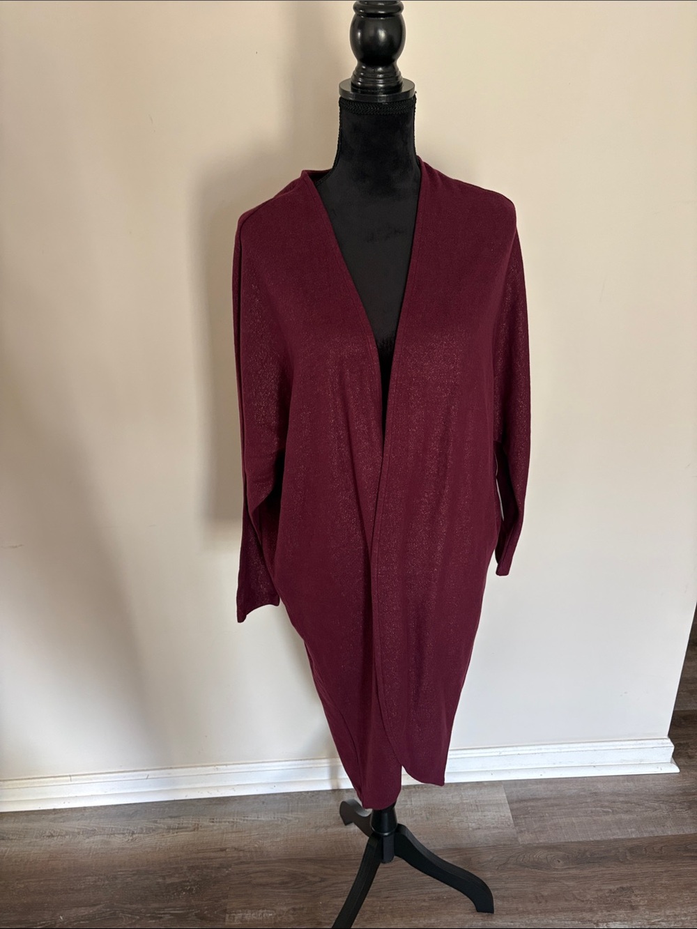 torrid Open-Front Long Cardigan in Burgundy